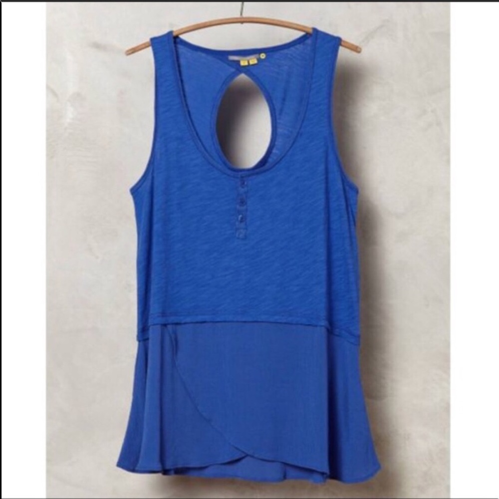 Anthro Little Yellow Button Signe Henley Tank Lg